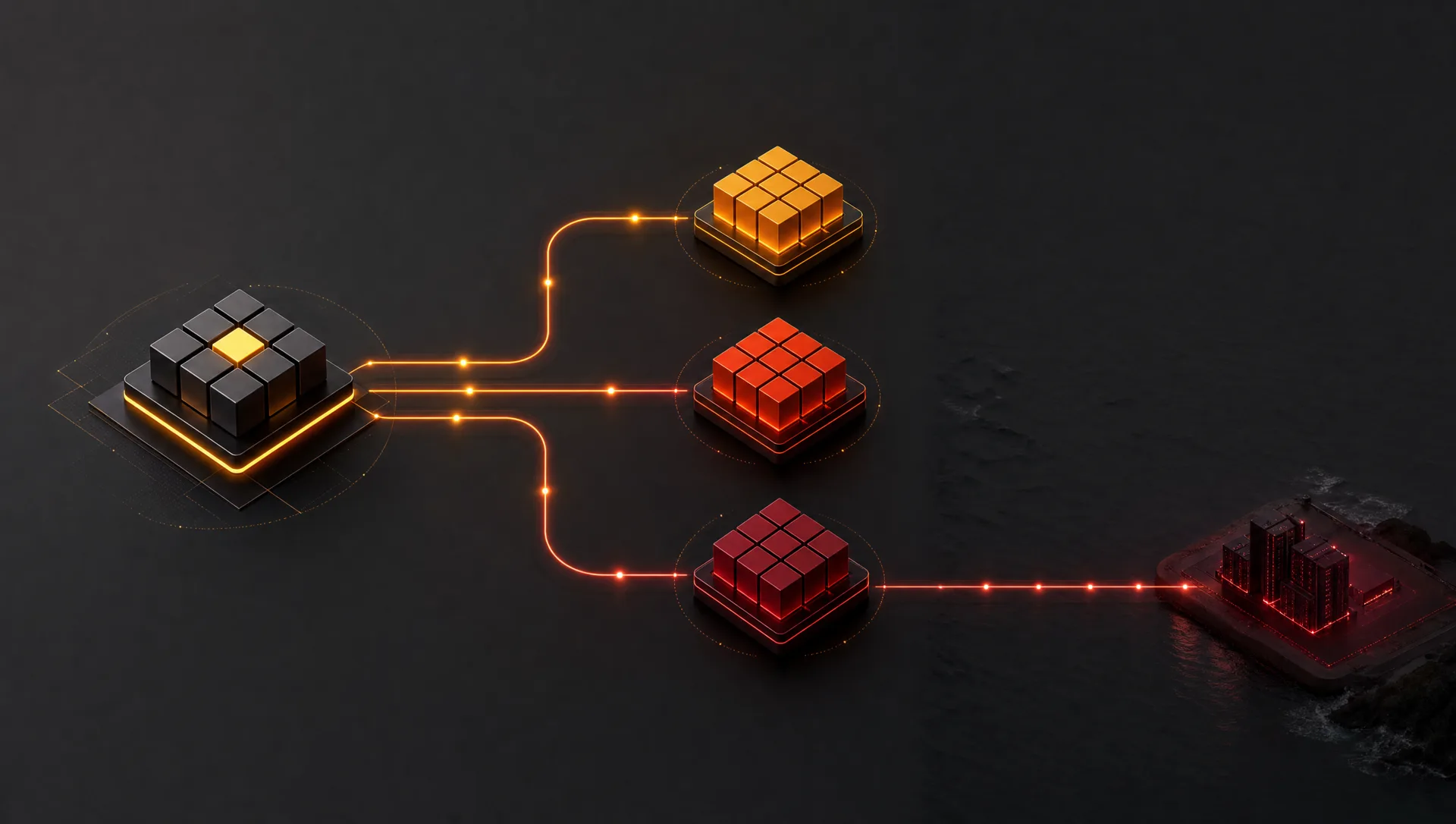 Representación conceptual de un backup 3-2-1: un origen de datos genera tres copias y una viaja a una ubicación remota